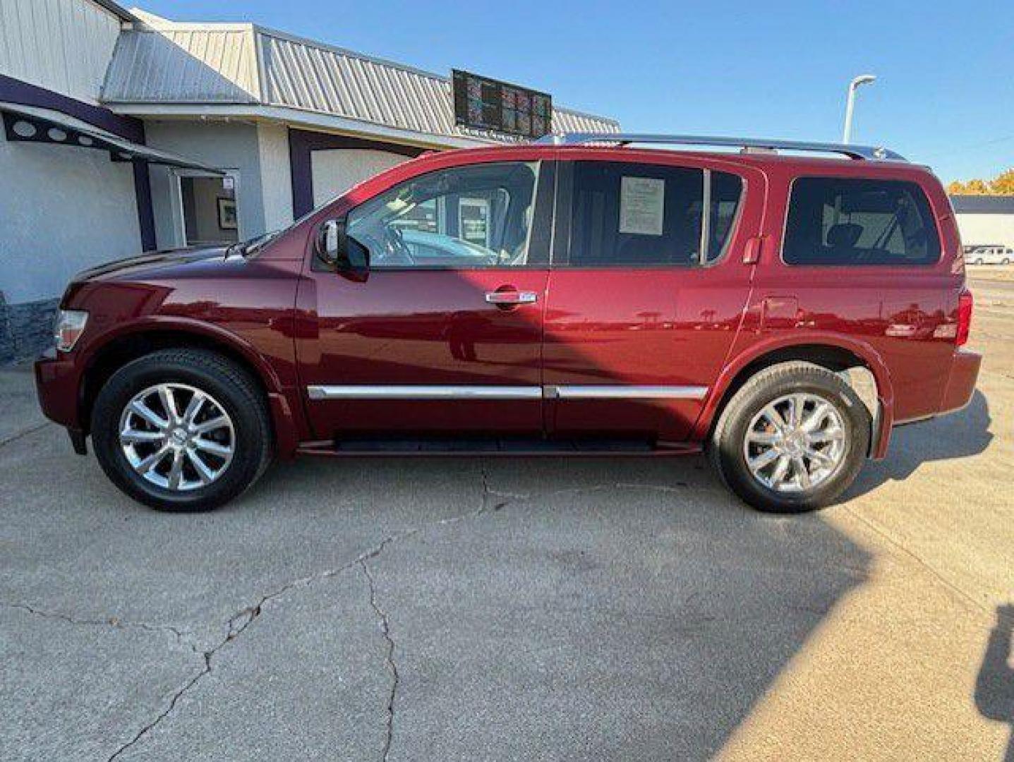 2010 RED INFINITI QX56 (5N3ZA0NC9AN) with an 5.6L engine, Automatic transmission, located at 1100 W. Sheridan Ave., Shenandoah, 51601, (712) 246-1600, 40.765678, -95.388817 - Photo#1